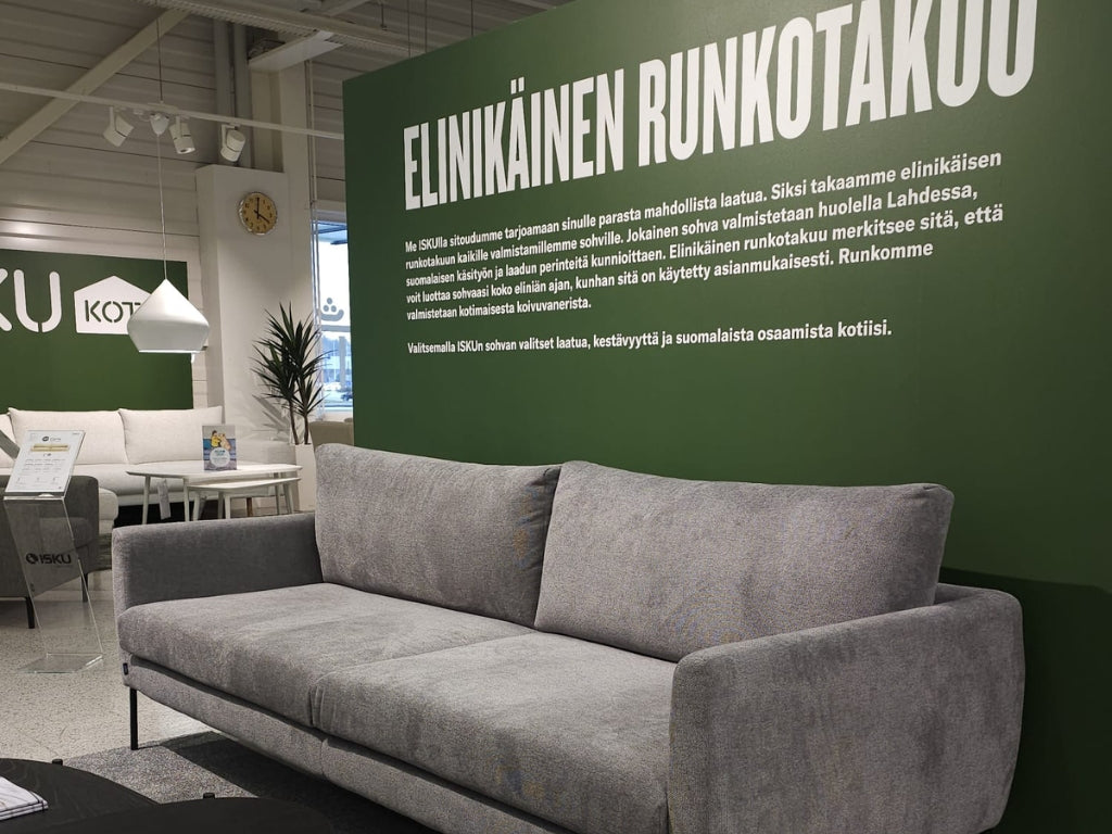 Iskun sohvilla on elinikäinen runkotakuu, joka kertoo niiden korkeasta laadusta.