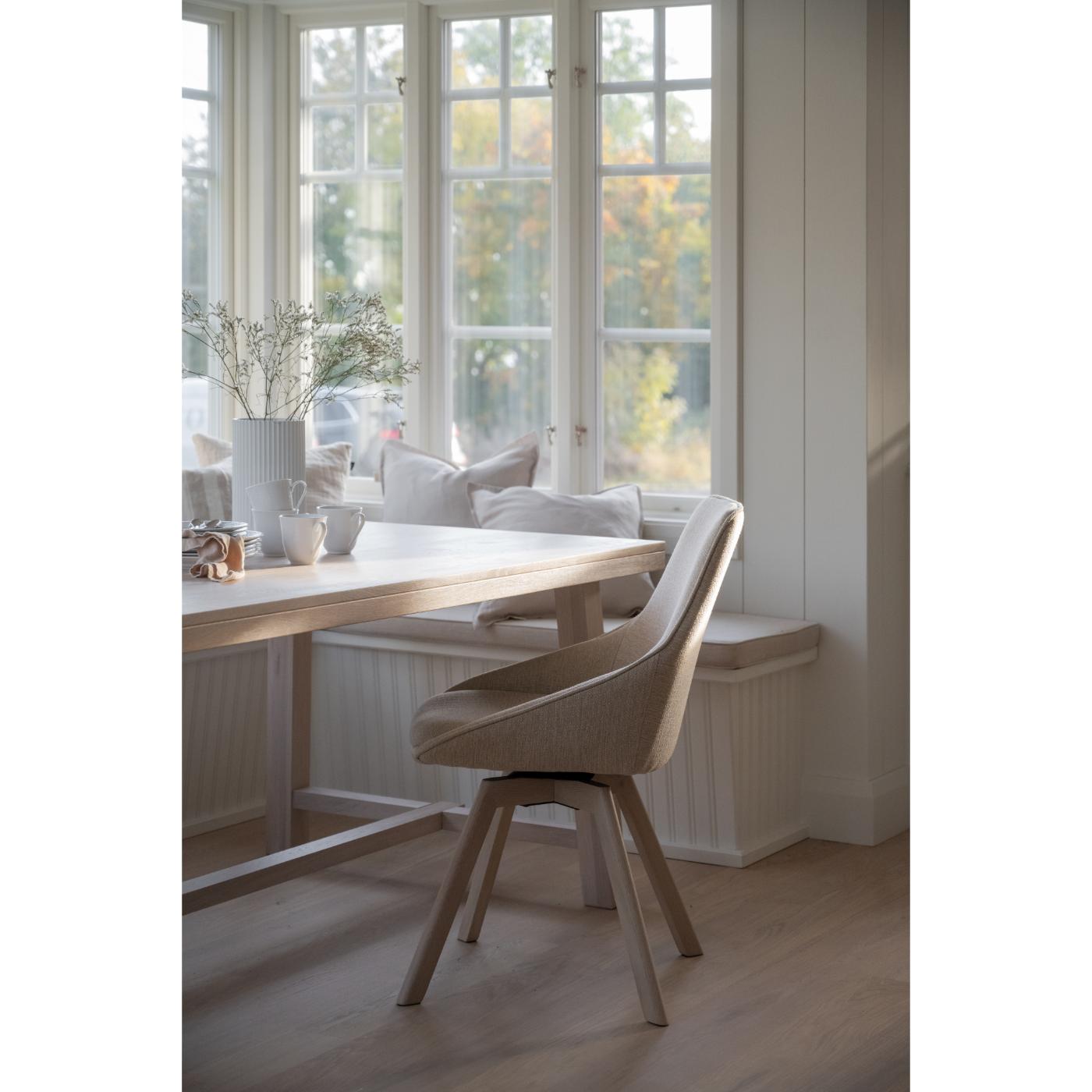 Alison tuoli valkolakattu tammijalka / vaalea beige kangas