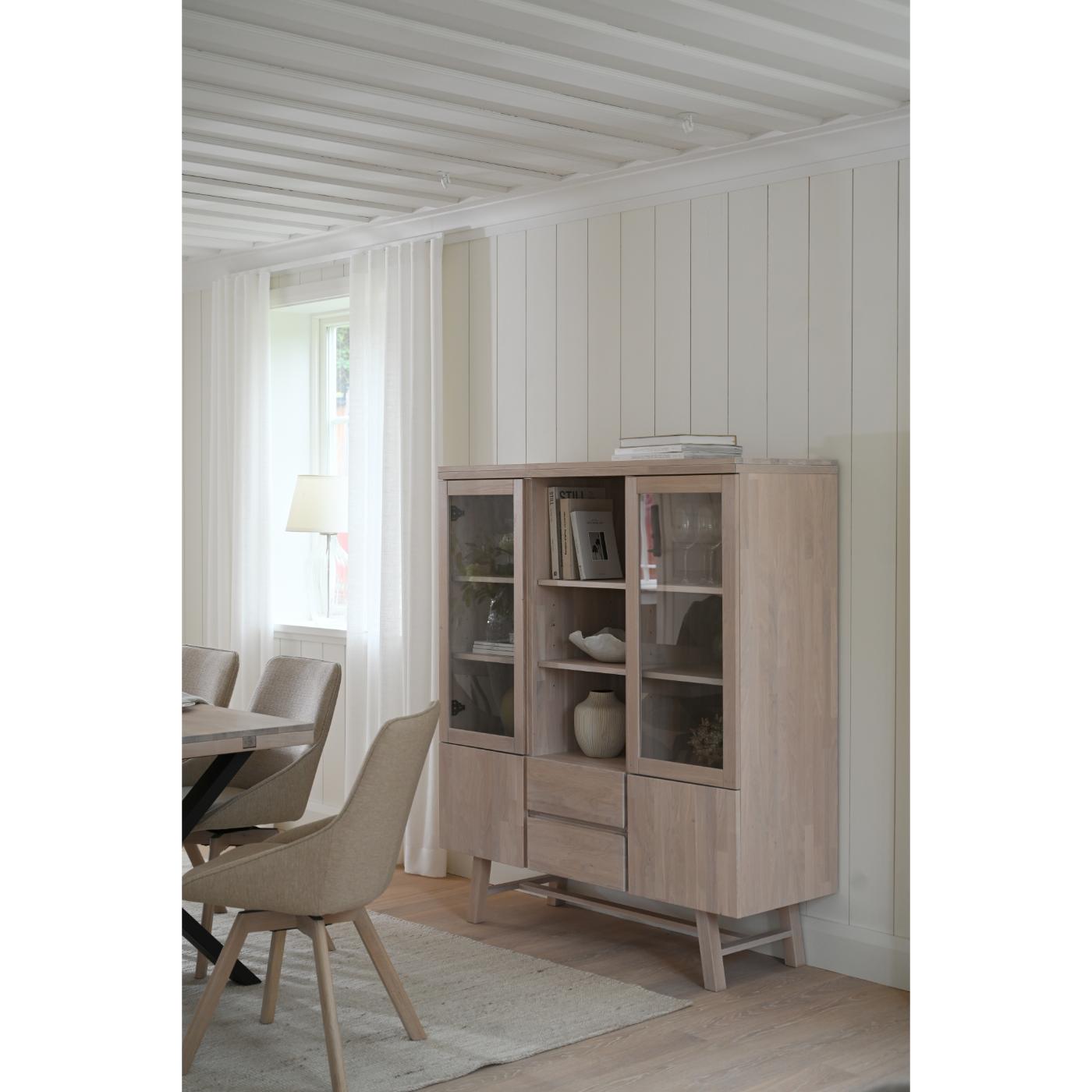 Alison tuoli valkolakattu tammijalka / vaalea beige kangas