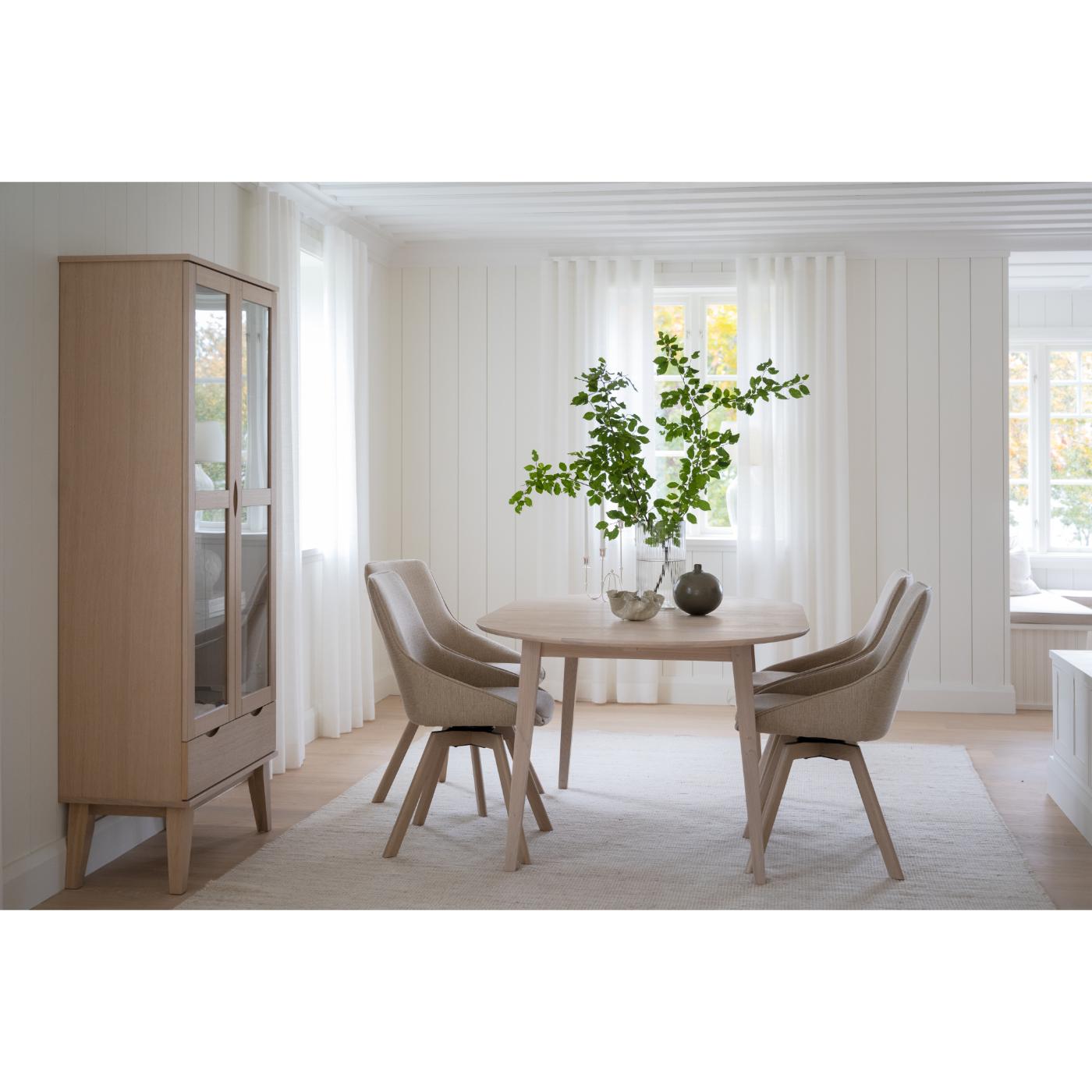 Alison tuoli valkolakattu tammijalka / vaalea beige kangas