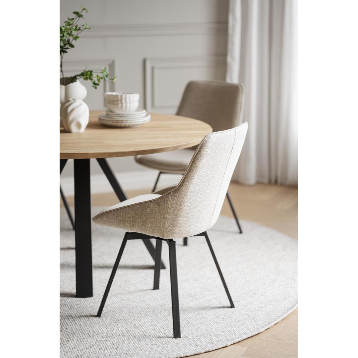 Alison tuoli musta metallijalka / vaalea beige kangas