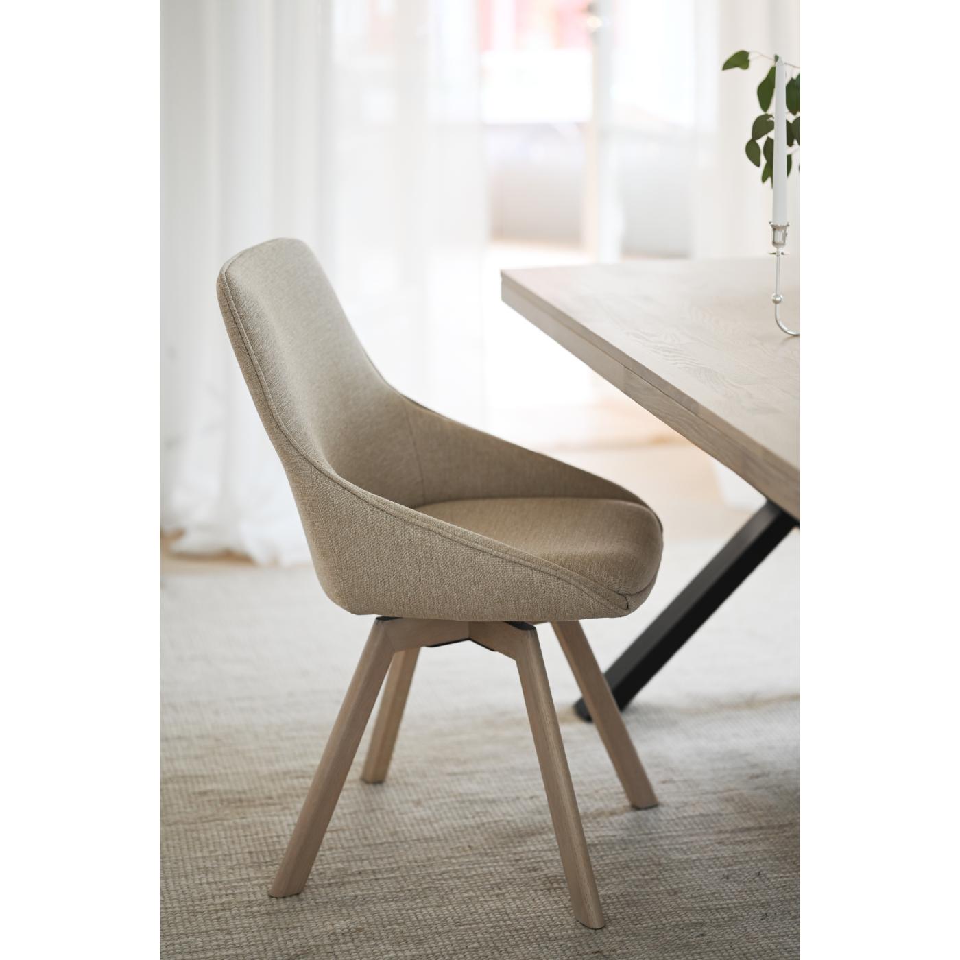 Alison tuoli valkolakattu tammijalka / vaalea beige kangas