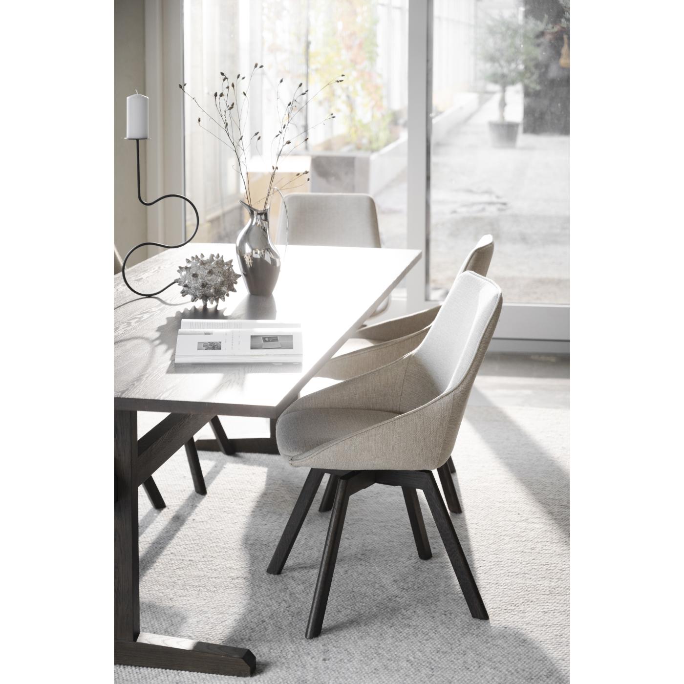 Alison tuoli ruskealakattu tammijalka / vaalea beige kangas