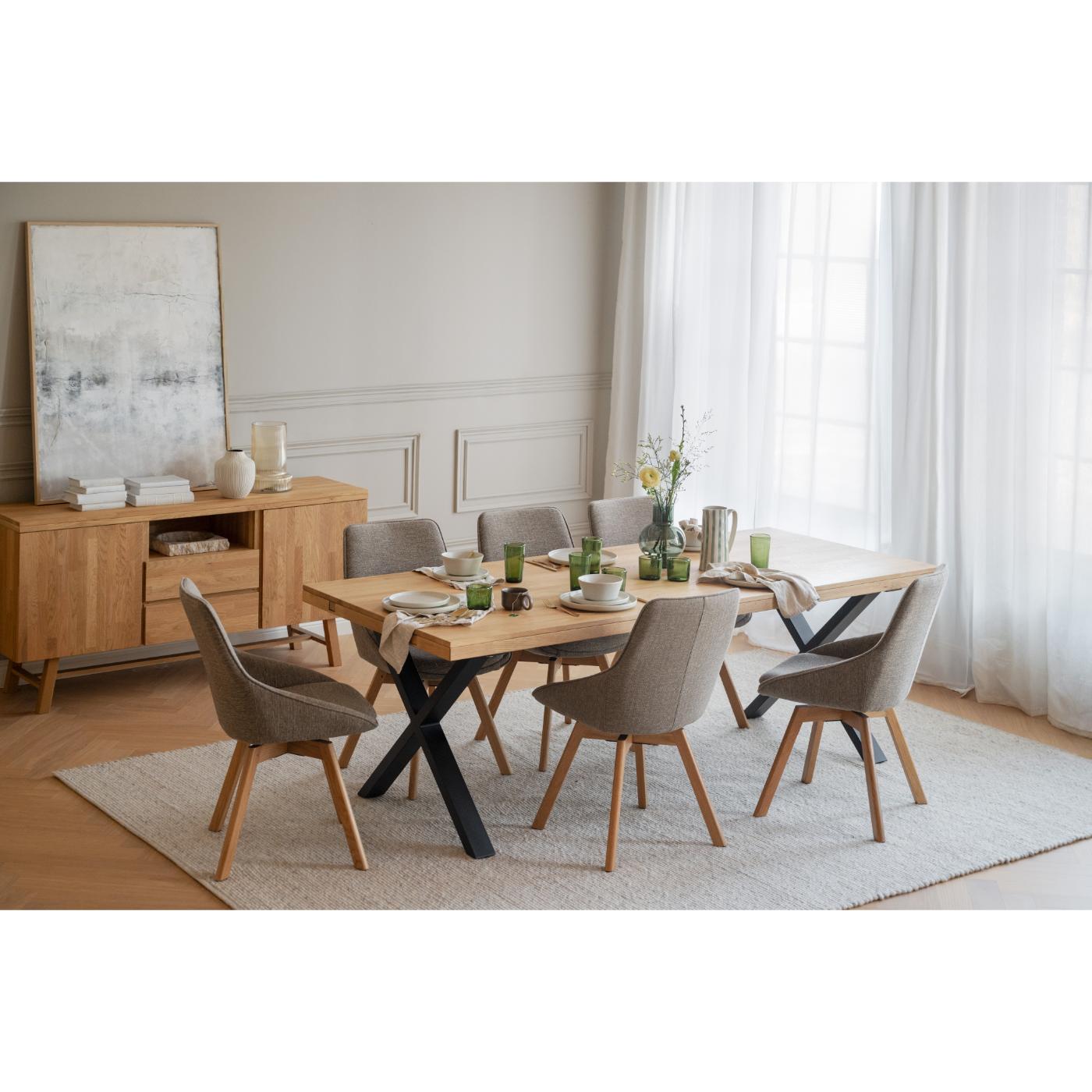 Alison tuoli lakattu tammijalka / tumma beige kangas