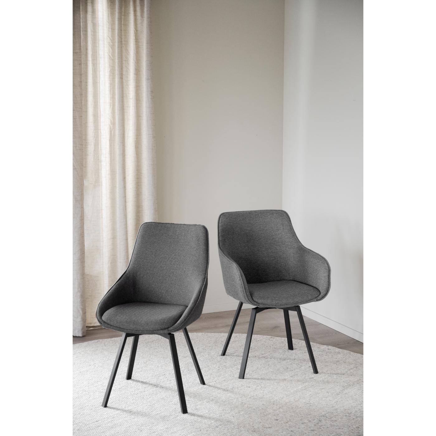 Alison tuoli musta metallijalka / harmaa kangas