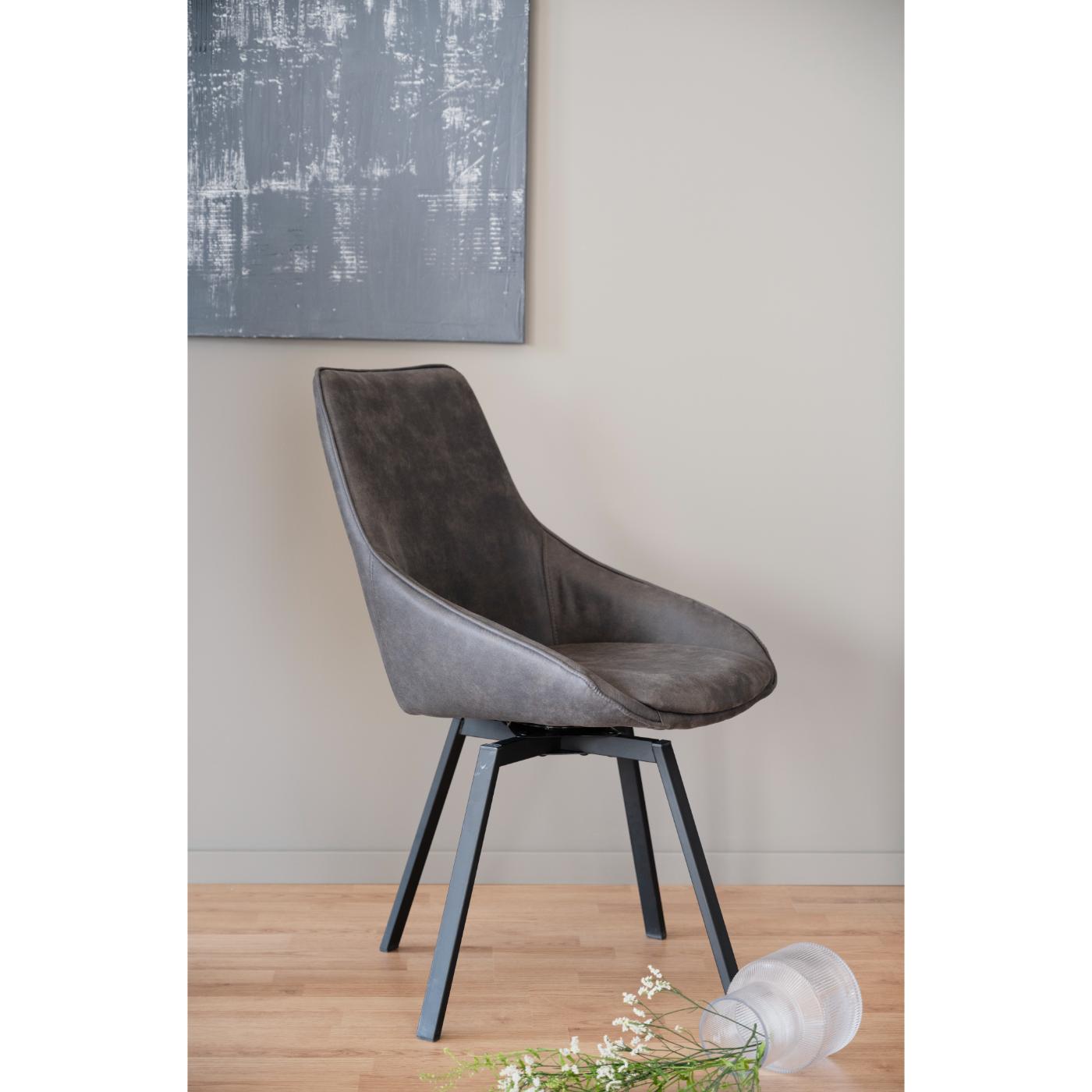 Alison tuoli musta metallijalka / tummanharmaa mikrokuitukangas