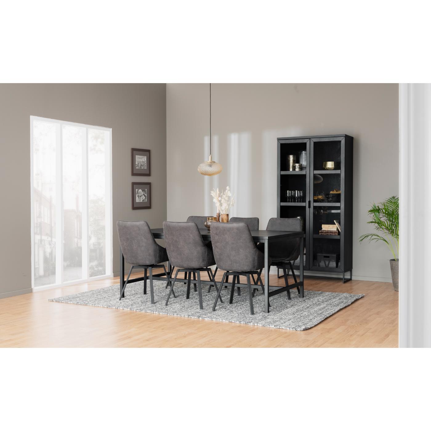 Alison tuoli musta metallijalka / tummanharmaa mikrokuitukangas