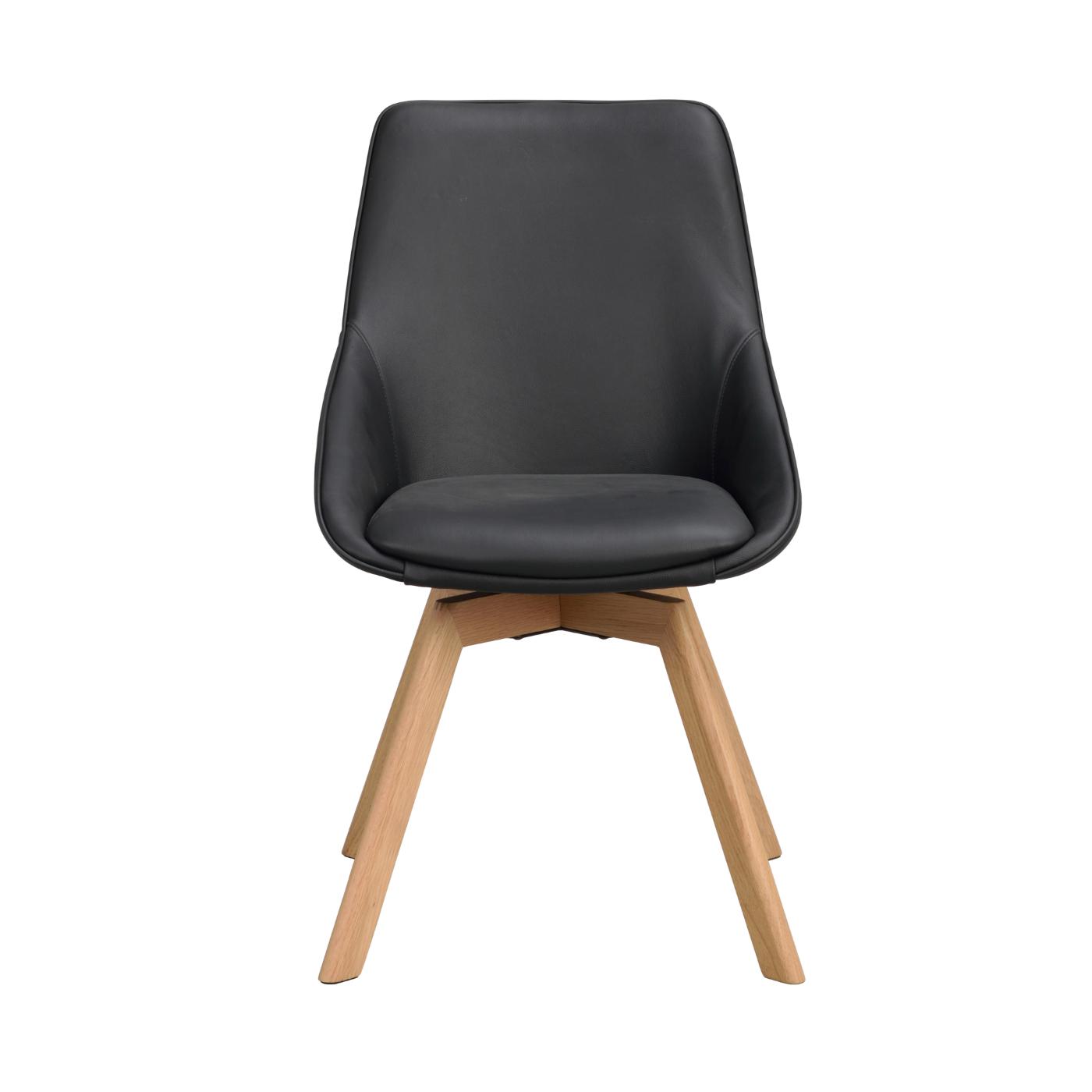 Alison tuoli lakattu tammijalka / musta nahka