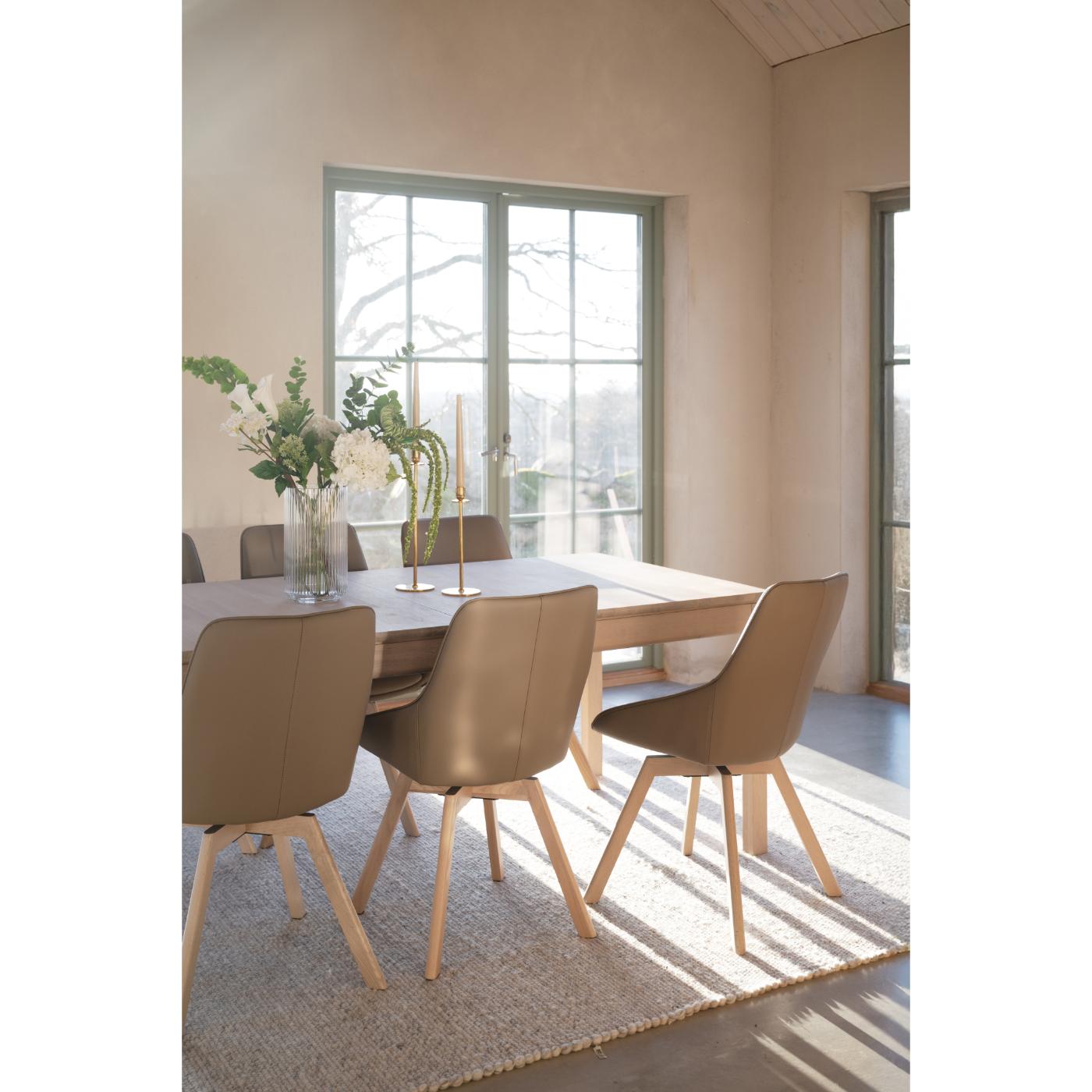 Alison tuoli valkolakattu tammijalka / beige nahka