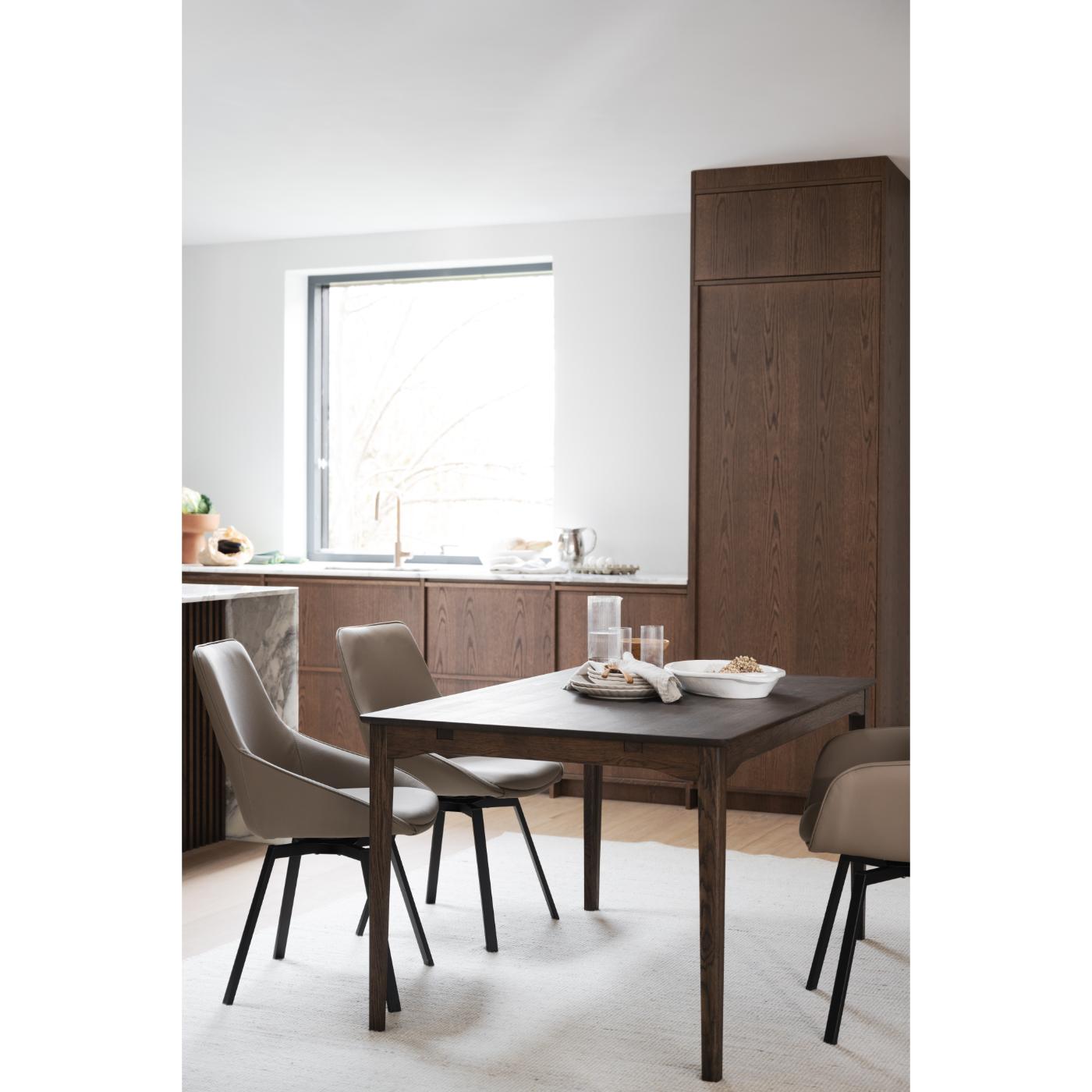 Alison tuoli musta metallijalka / beige nahka