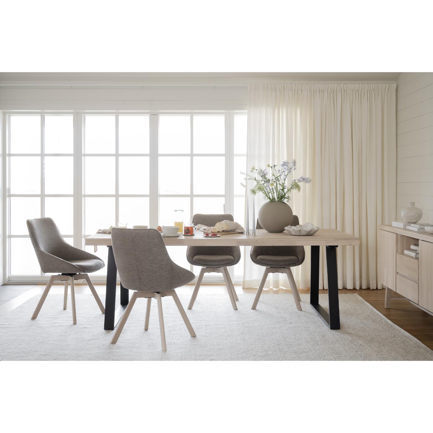 Alison tuoli valkolakattu tammijalka / tumma beige kangas