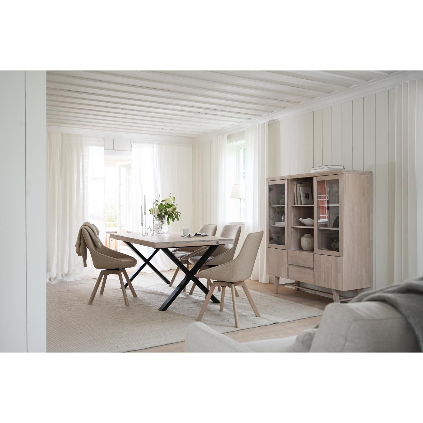 Alison tuoli valkolakattu tammijalka / vaalea beige kangas