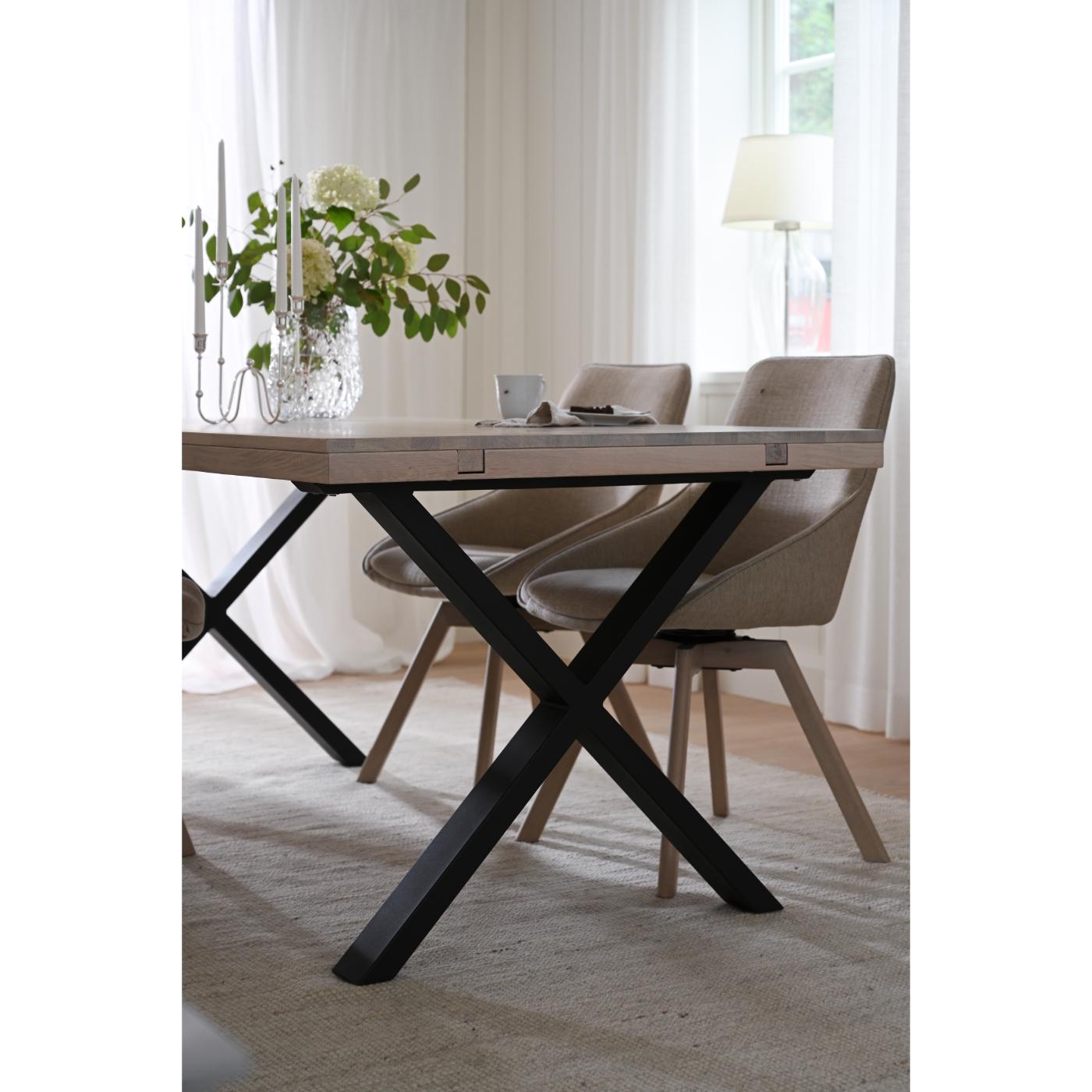 Alison tuoli valkolakattu tammijalka / vaalea beige kangas