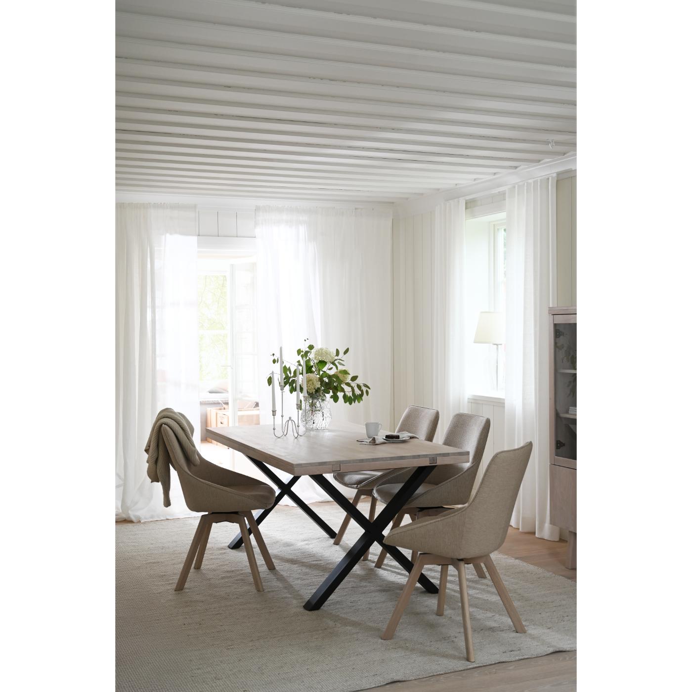 Alison tuoli valkolakattu tammijalka / vaalea beige kangas