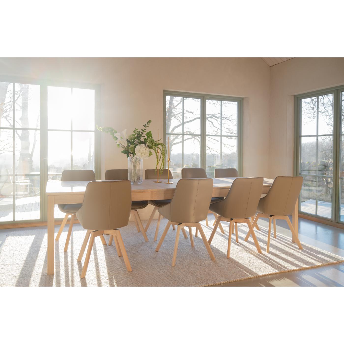 Alison tuoli valkolakattu tammijalka / beige nahka