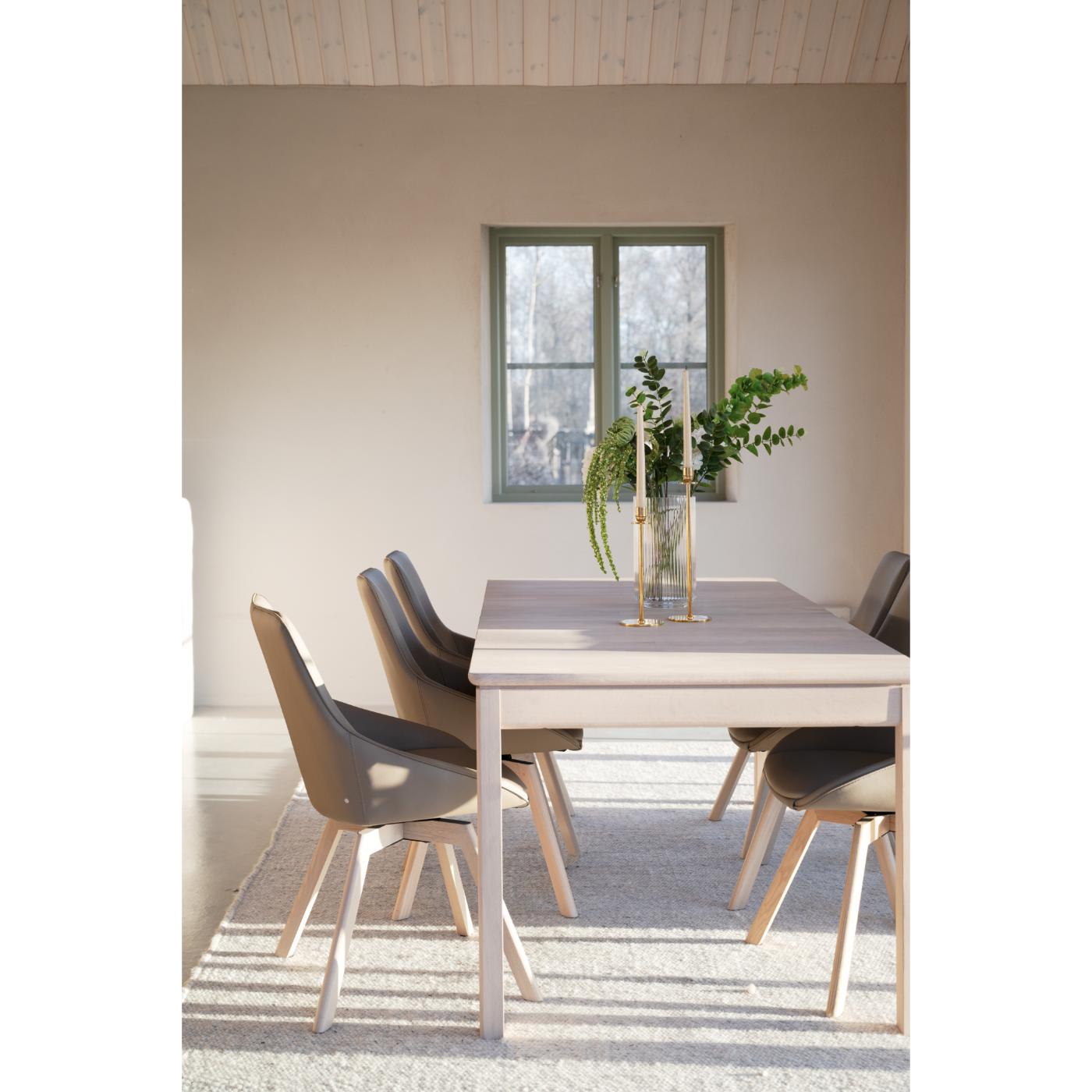 Alison tuoli valkolakattu tammijalka / beige nahka