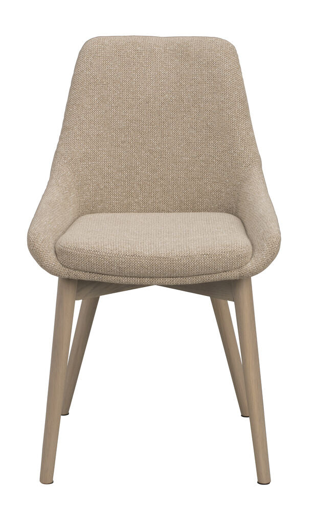 Denley-tuoli, vaalea beige kangas/valkopestyt tammijalat