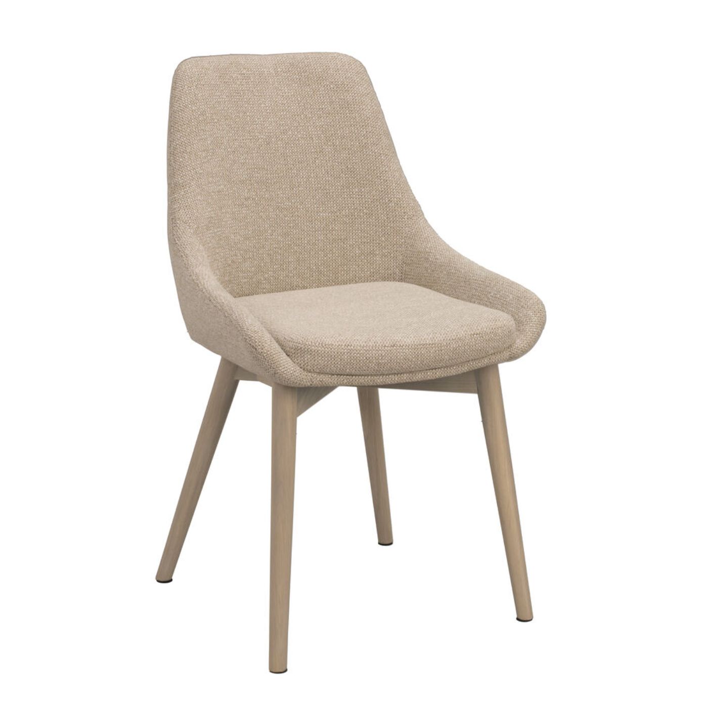 Denley-tuoli, vaalea beige kangas/valkopestyt tammijalat