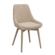 Denley-tuoli, vaalea beige kangas/valkopestyt tammijalat