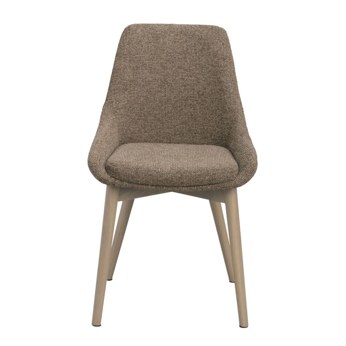 Denley-tuoli, tumma beige kangas/valkopestyt tammijalat