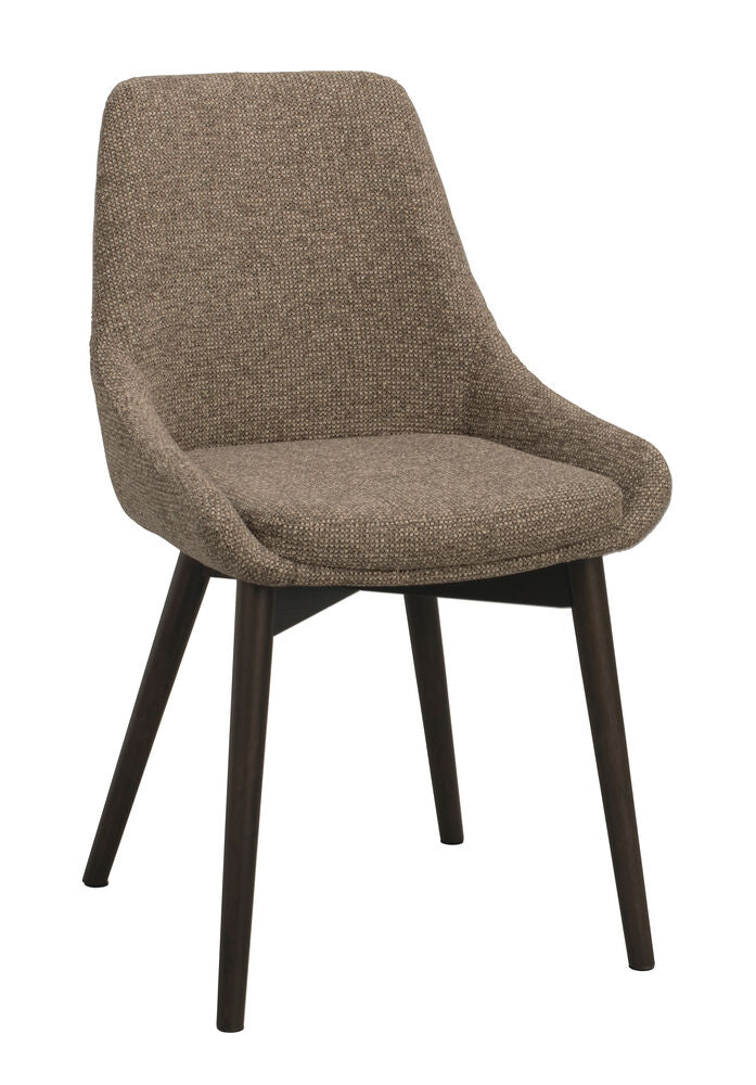 Denley-tuoli, tumma beige kangas/ruskeat tammijalat