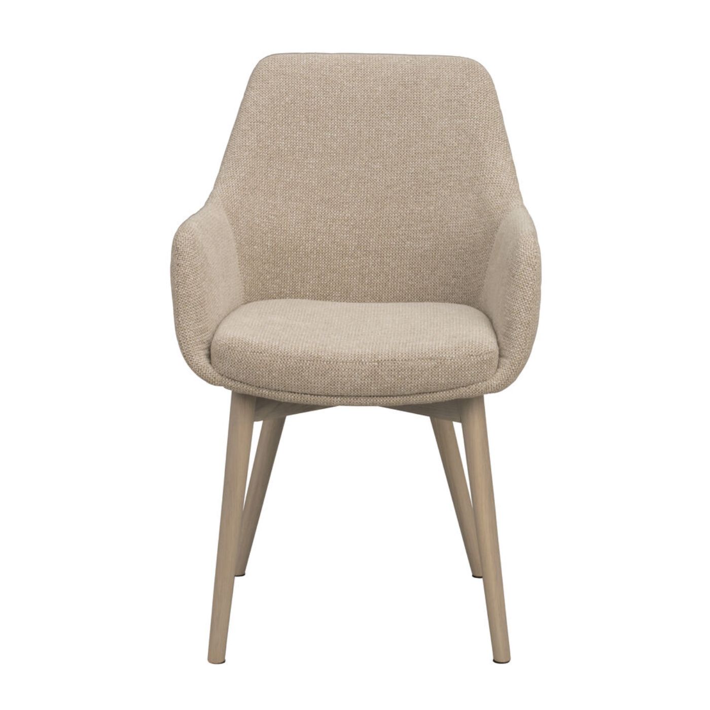 Denley-nojatuoli, vaalea beige kangas/valkopestyt tammijalat