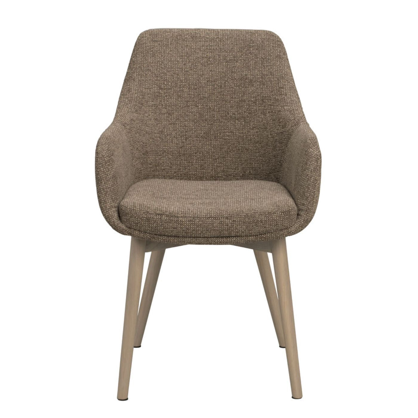 Denley-nojatuoli, tumma beige kangas/valkopestyt tammijalat
