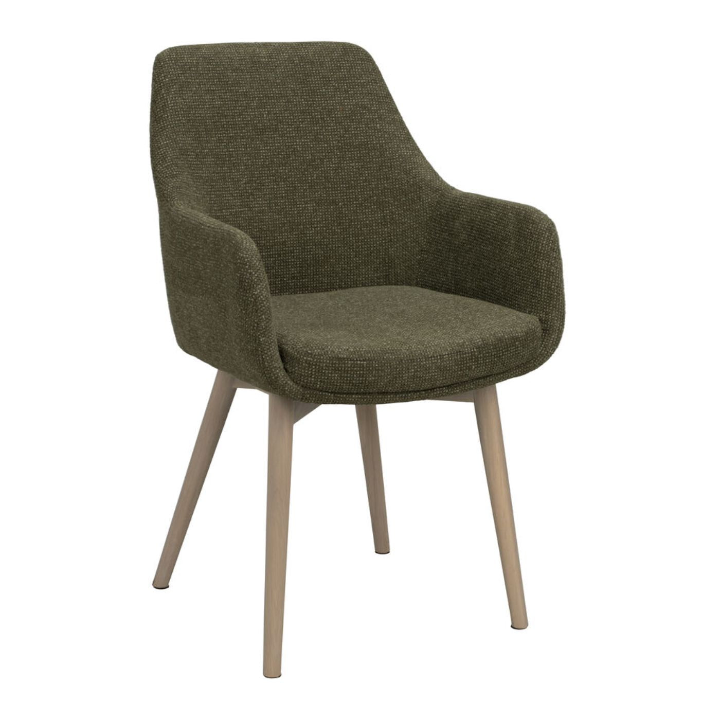 Denley-nojatuoli, vihreä kangas/valkopestyt tammijalat