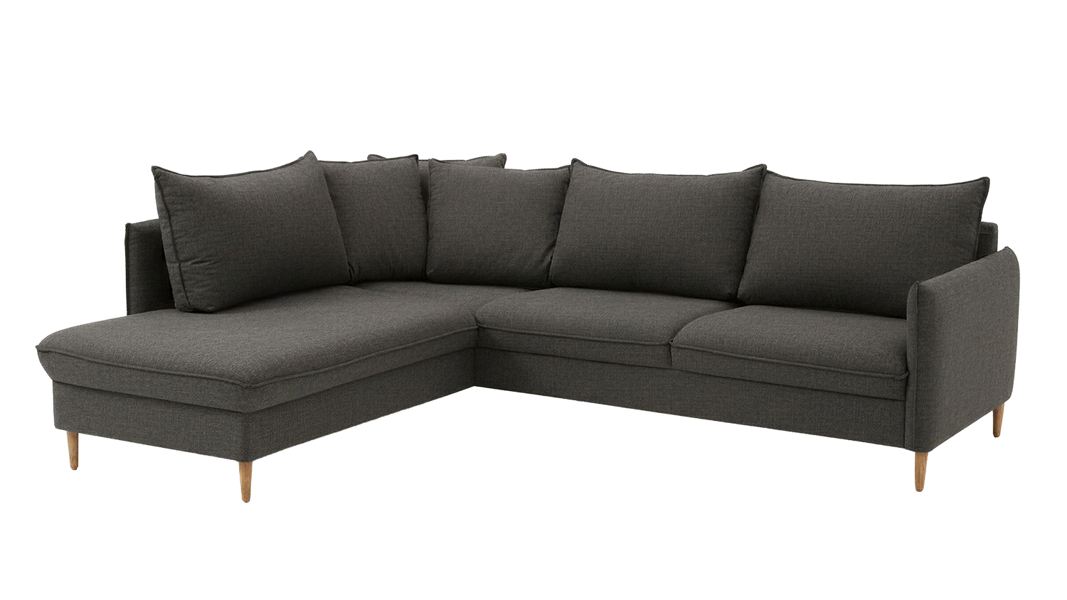 Chic 2,5h+avokulmasohva, Fun 481 harmaa-kangas, tammijalat