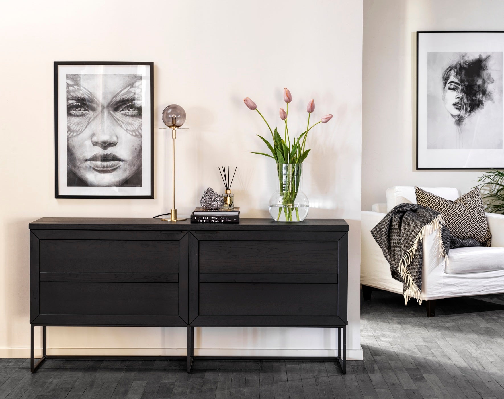 Everett senkki 160 cm musta tammi