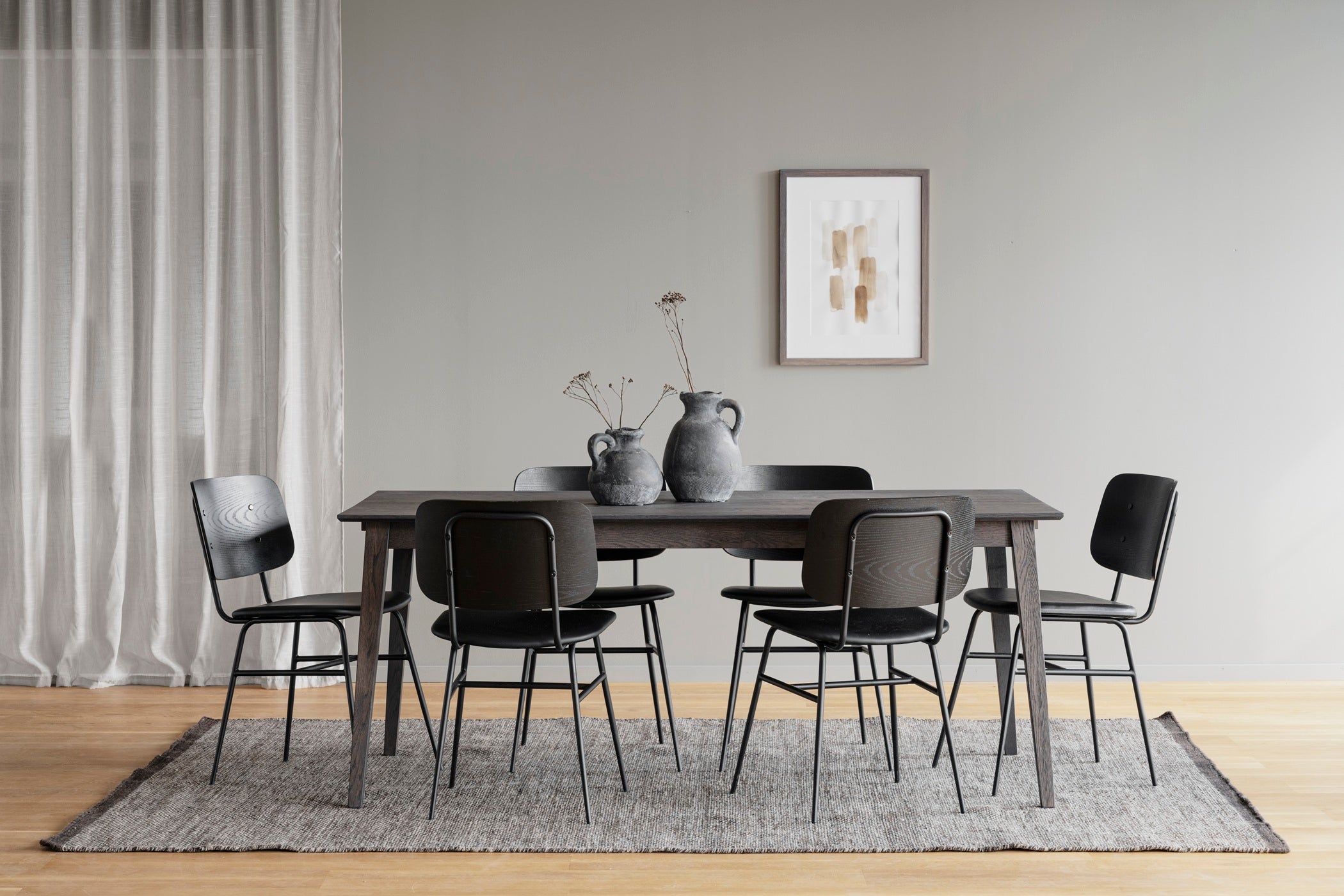 Filippa ruokapöytä 180x90 cm, tummanruskea lakattu tammi