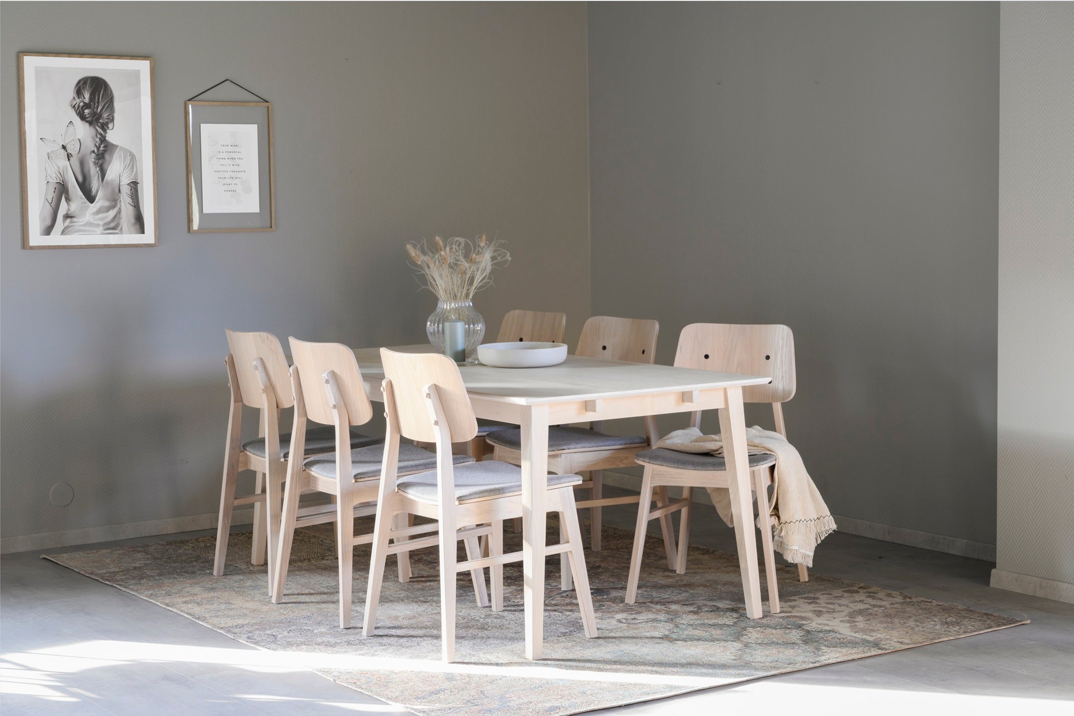 Filippa ruokapöytä 180x90 cm, valkoöljytty tammi