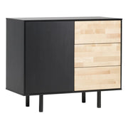 Frame Senkki 90 cm, 1-ovella ja 3 laatikolla koivu/musta Isku Stage