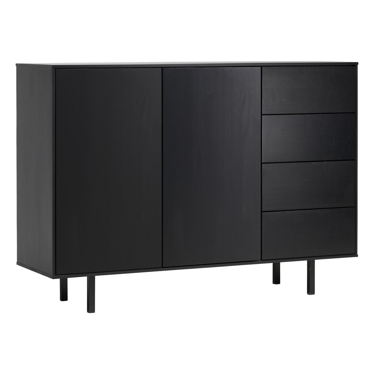 Frame Senkki 133cm 2 ovella ja 4 laatikolla musta Isku Stage