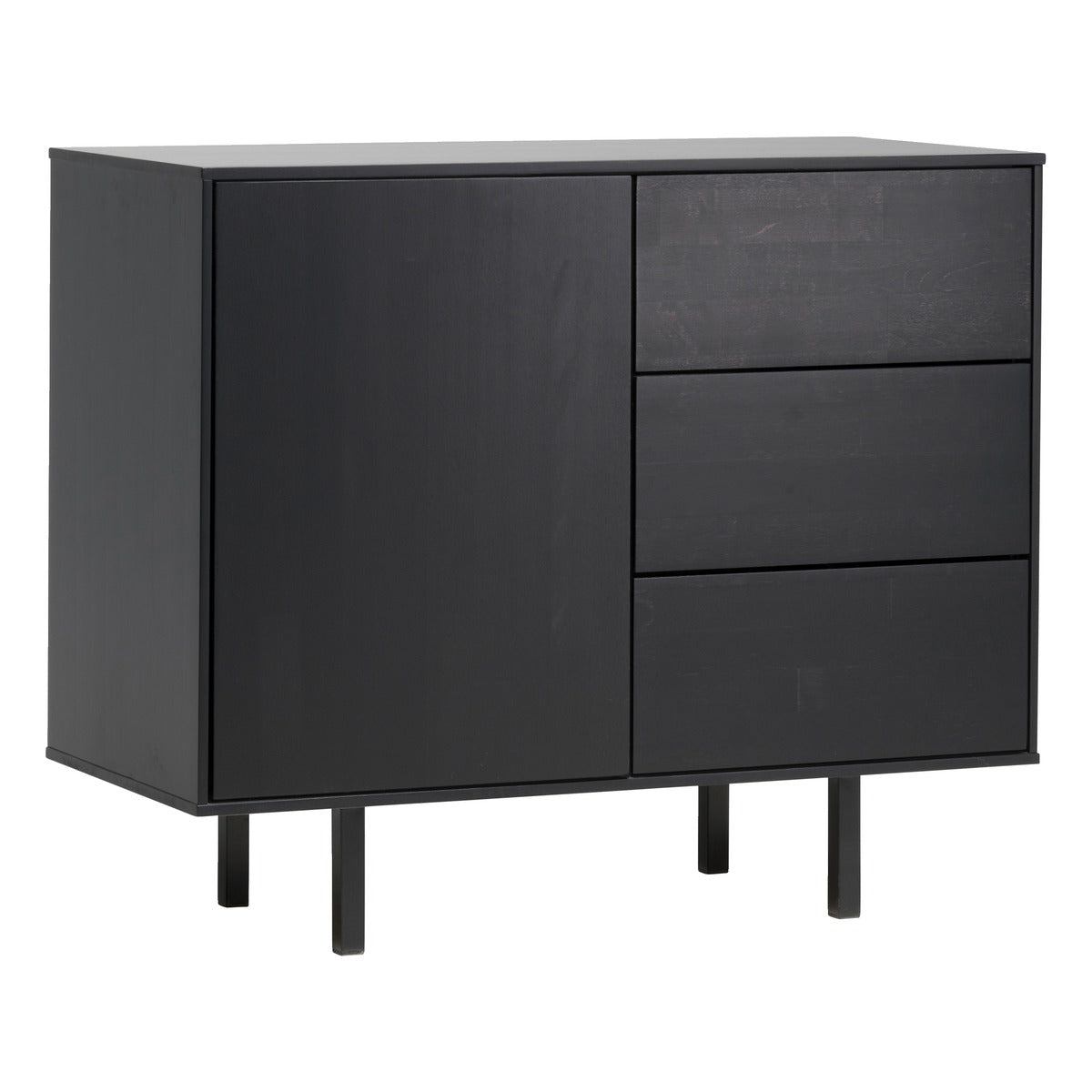 Frame Senkki 90 cm, 1-ovella ja 3 laatikolla koivu/musta Isku Stage