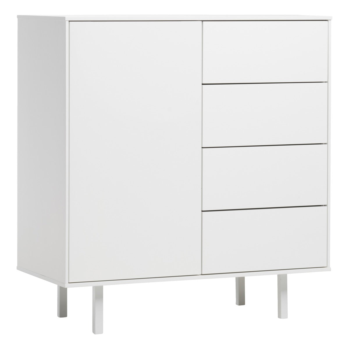 Frame Senkki 90cm, 1 ovella ja 4 laatikolla, valkoinen Isku Stage