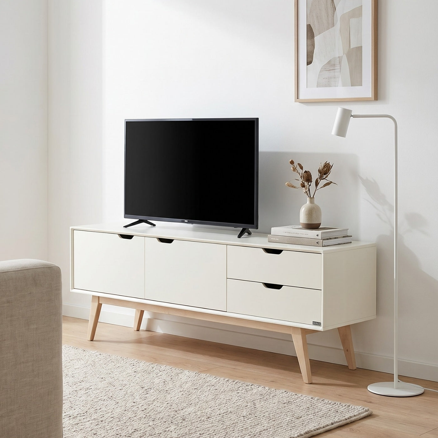 Kolo tv-taso 150x36 cm, valkoinen