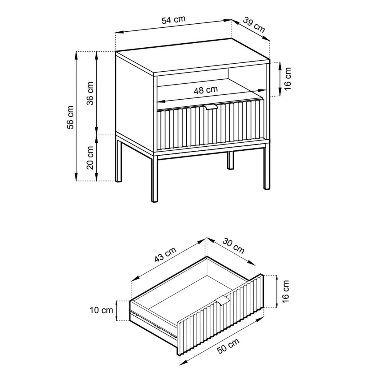 Latte yöpöytä Isku Stage