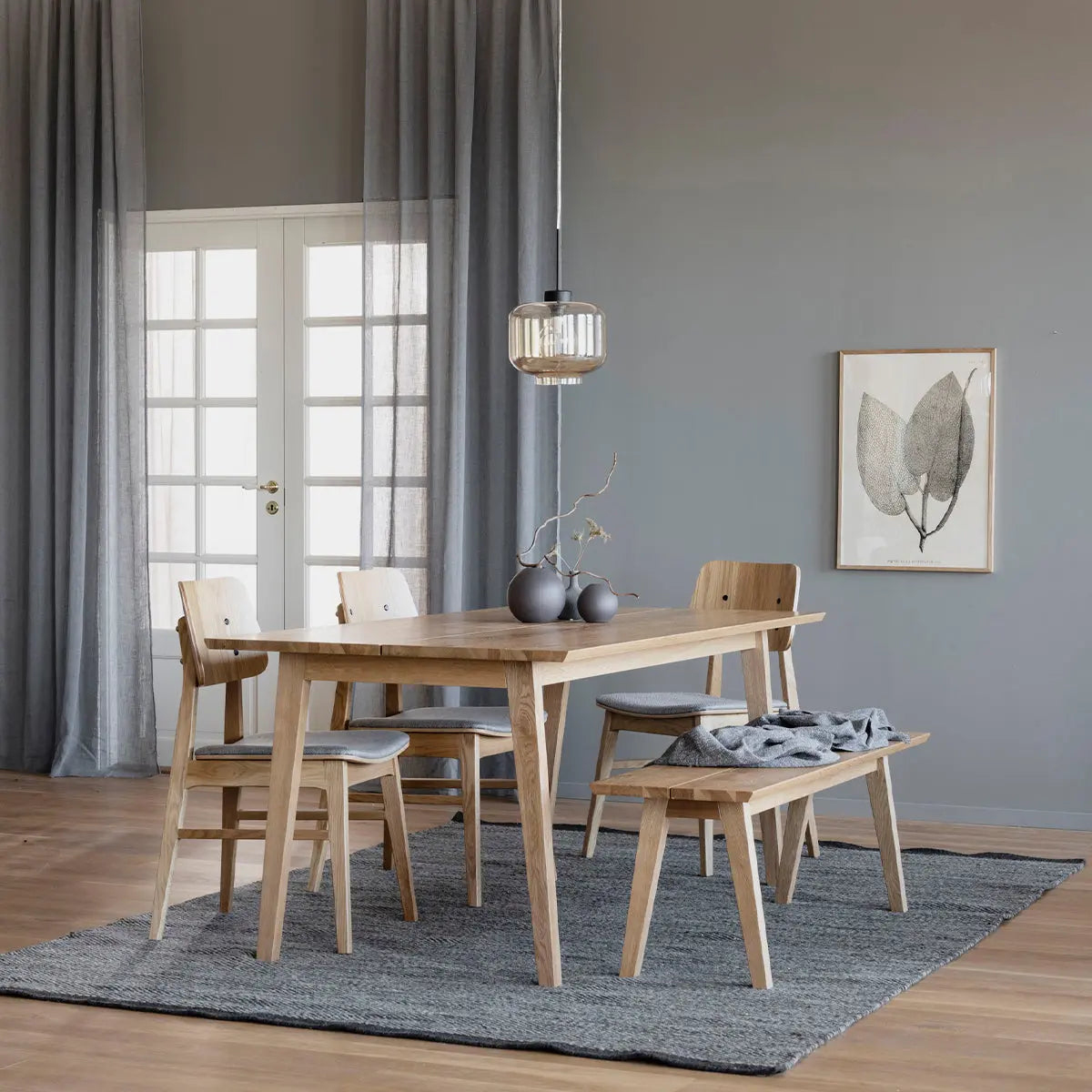 Melfort ruokapöytä 90 x 180 cm tammi rowico