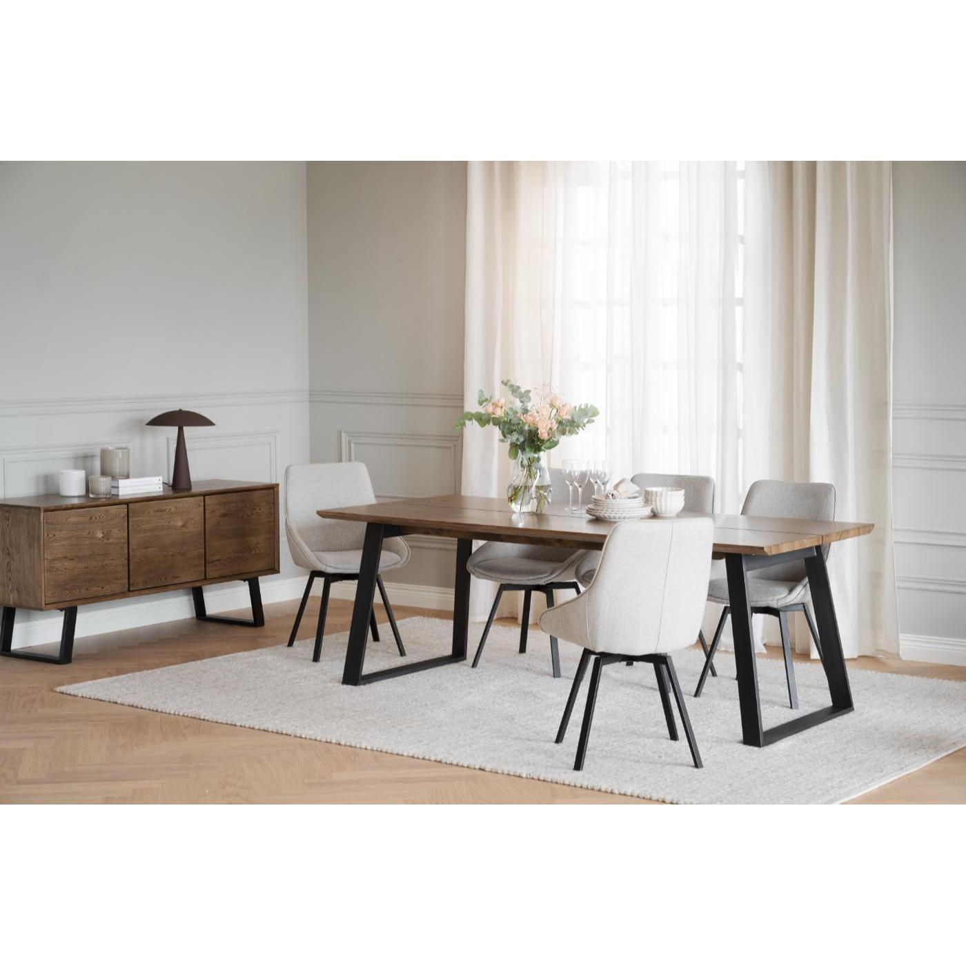 Alison tuoli musta metallijalka / vaalea beige kangas