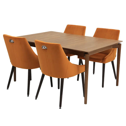 Odense  Ruokapöytä 100 x 150 + 40 cm tammi/teak + 4 tuolia Elegant-kankaalla pohjanmaan
