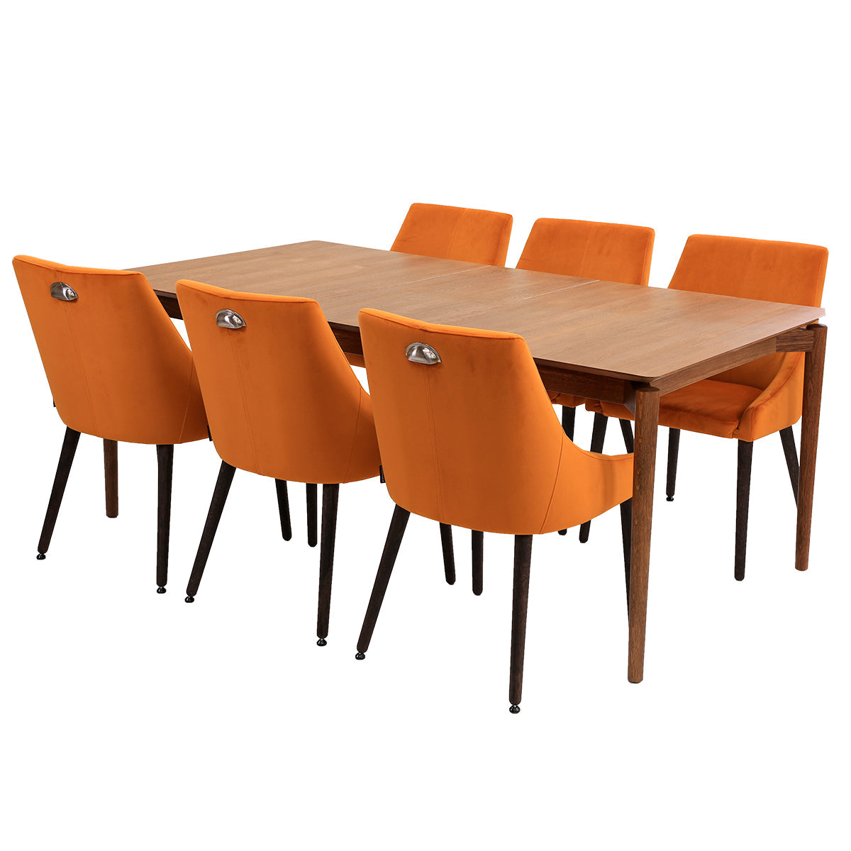Odense  Ruokapöytä 100 x 150 + 40 cm tammi/teak + 4 tuolia Elegant-kankaalla 