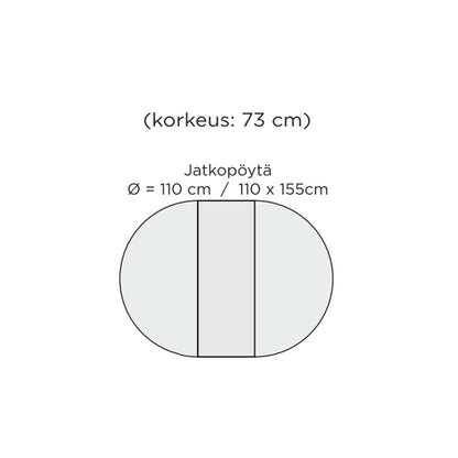 Aino jatkettava pöytä Ø 110 cm + 45 cm, musta