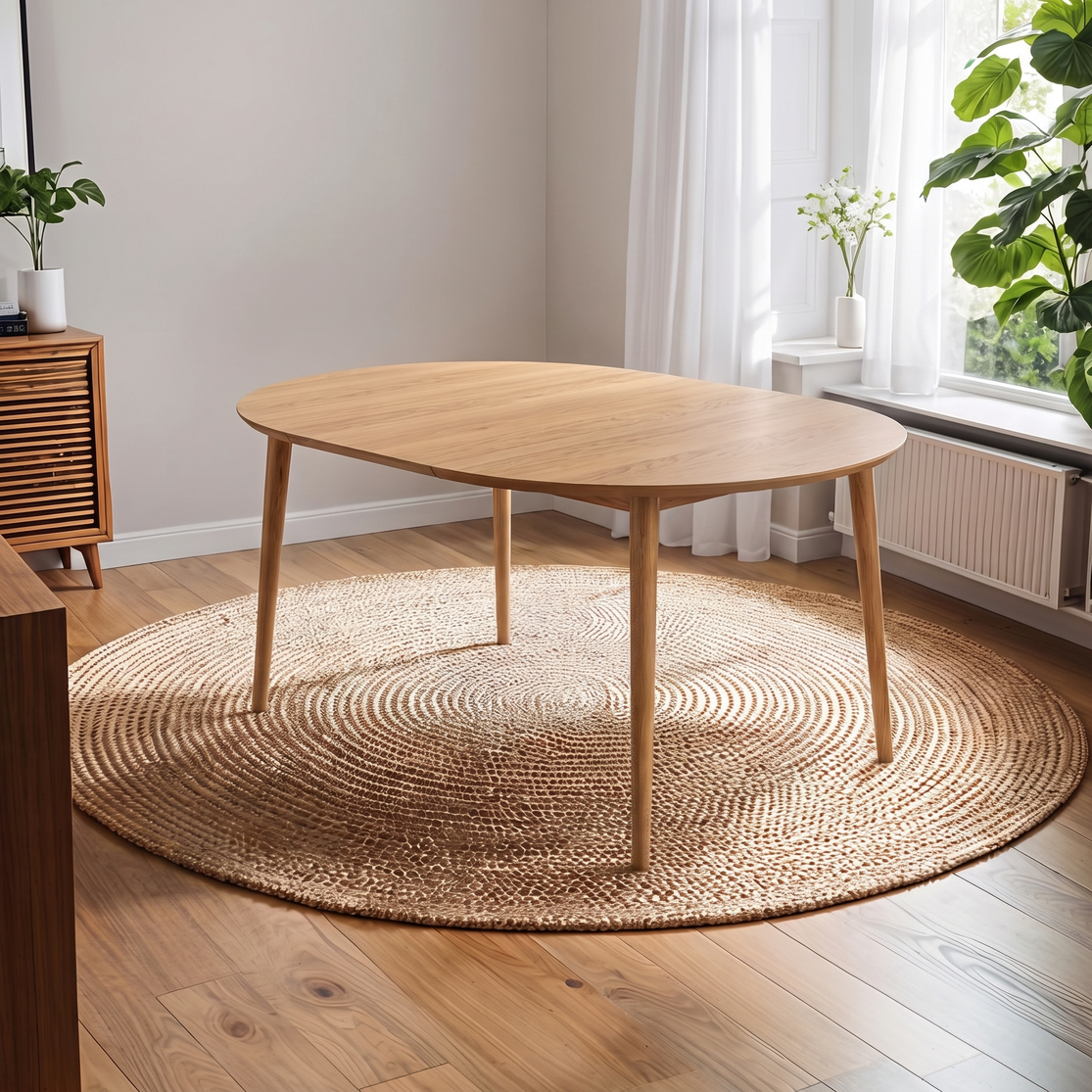 Aino pyöreä jatkettava pöytä 110-155 cm, tammi