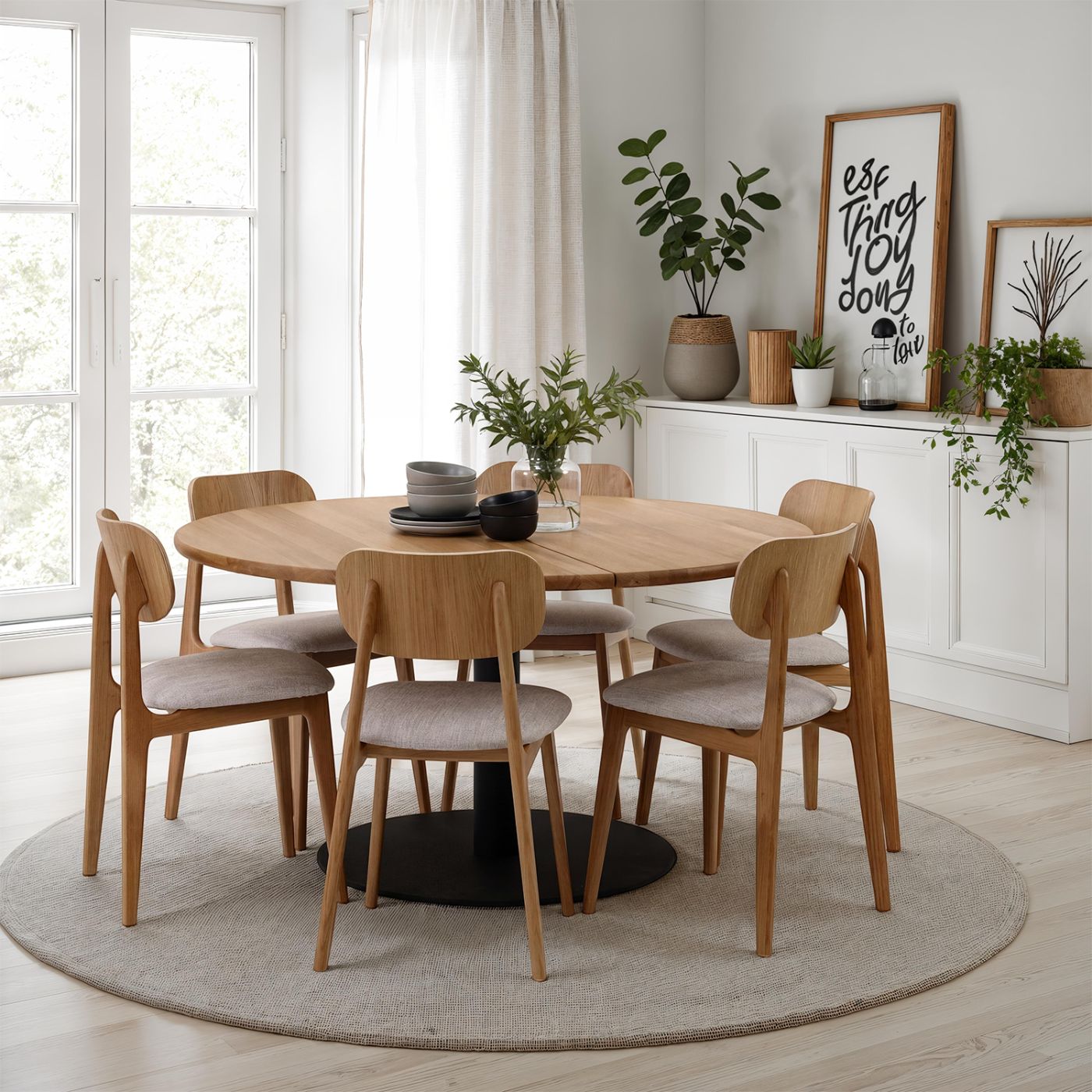 Lakeus ruokapöytä pyöreä halk. 130 cm, lakattu tammi