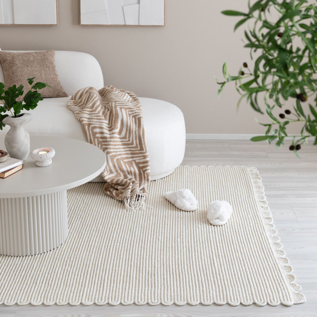 Pitsi villamatto 200x290 cm, valkoinen