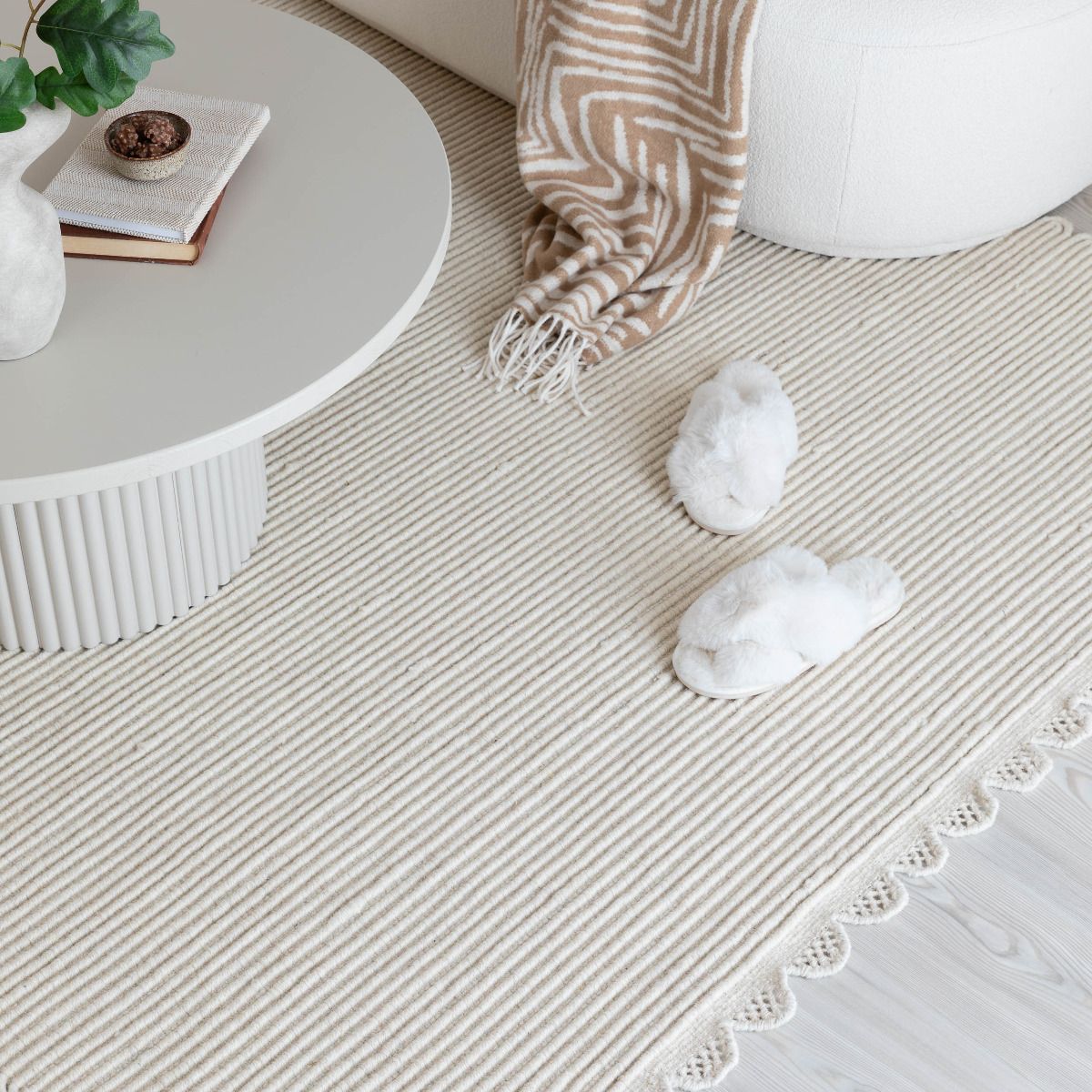 Pitsi villamatto 200x290 cm, valkoinen