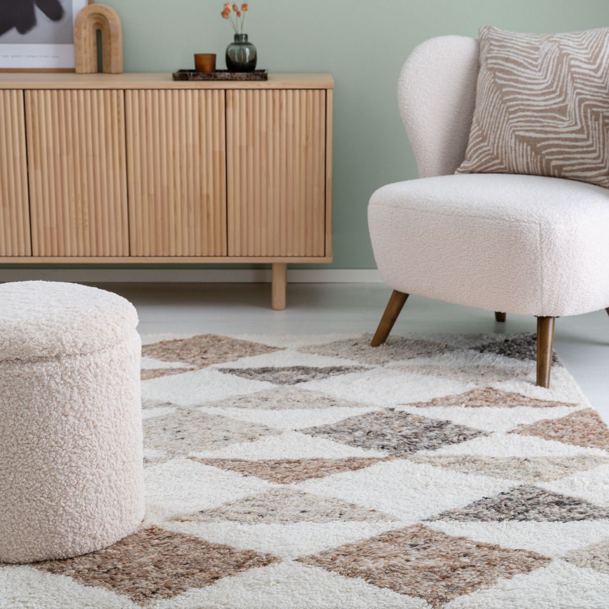 Siimes villamatto 200x290 cm, valkoinen/beige