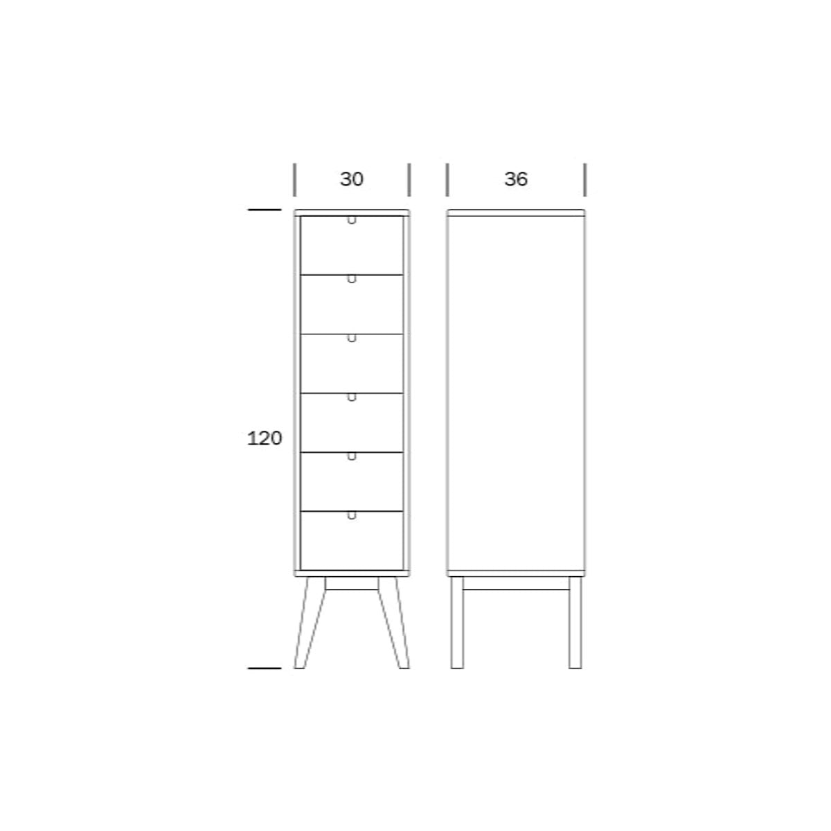 Notte korkea lipasto, valkoinen