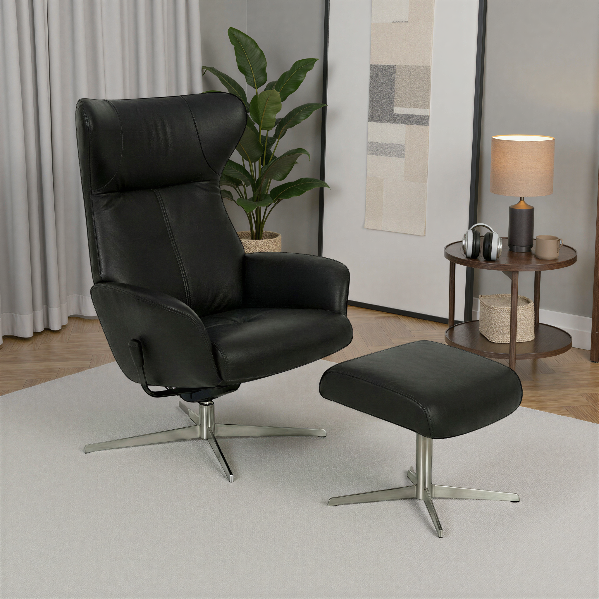 Runde Vipp nojatuoli & rahi, Dreamline-nahka